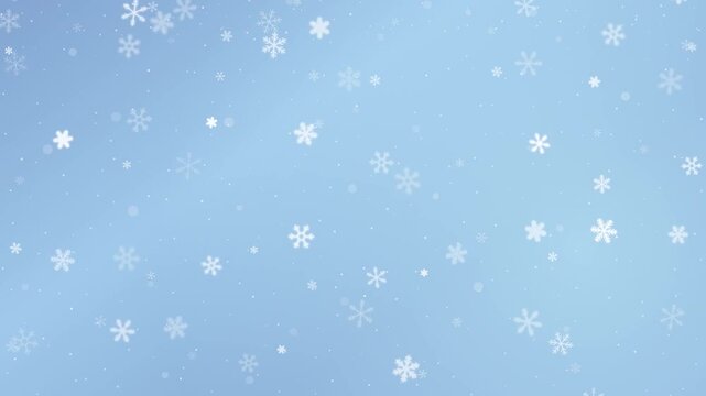 Magical Winter Snowfall Falling Softly on Blue Background - Holiday Motion Graphics