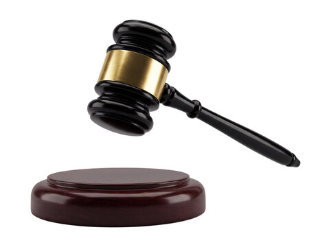 Wooden judge gavel isolated on transparent background
