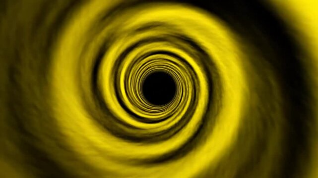 Abstract yellow and black hypnotic spiral tunnel vortex background