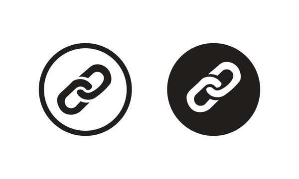 Link icon set. Hyperlink, chain link, URL connection, web button symbols. Minimal vector illustration.