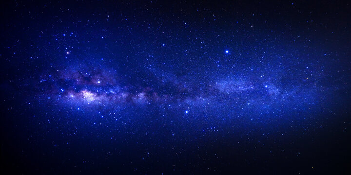 Panorama night sky space background, Starry universe in dark sky, Milky way galaxy with stardust field in deep universe