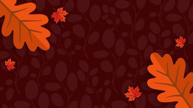 Thanksgiving Autumn Leaves Falling Animation on Dark Brown Background.