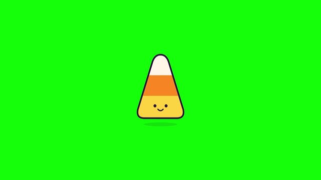 Kawaii candy corn icon halloween character on green screen