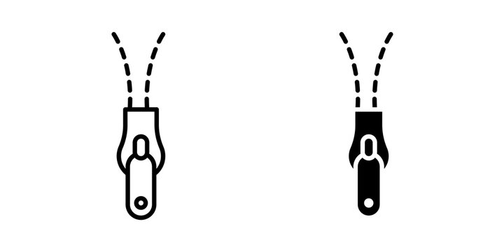 zipper icon flat outline in black