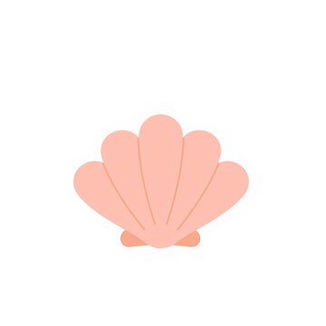 Pastel pink seashell sticker isolated on transparent background