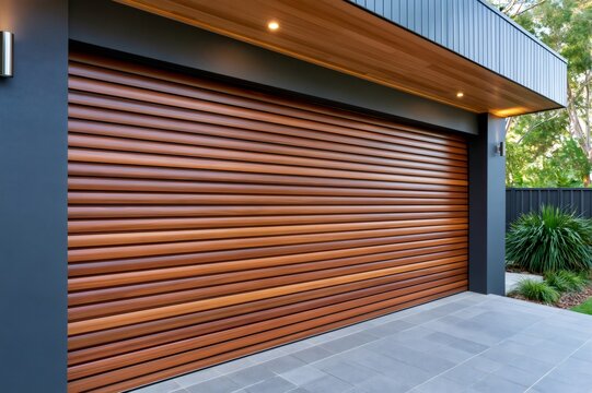 Modern garage door showing architectural home exterior detail