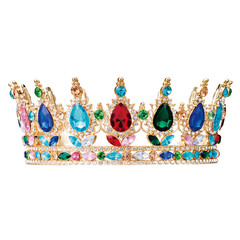 Gold crown with colorful jewels and rhinestones © sawa