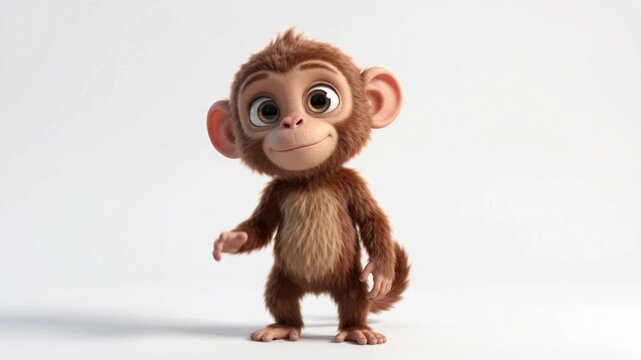 Little cartoon monkey character with various poses for animation