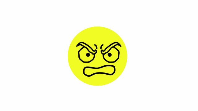 Yellow angry emoji face vector illustration expressing anger and frustration