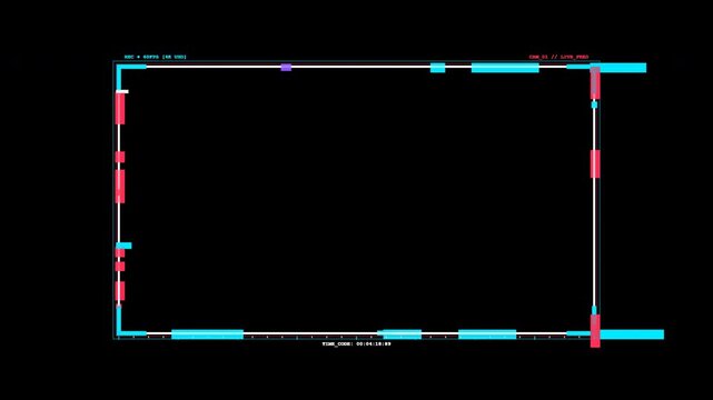 Seamless digital glitch facecam title frame overlay with chromatic border distortion for streamers.