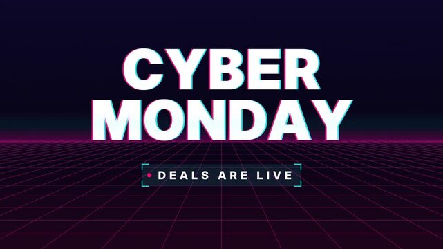 Cyber Monday motion graphics 4K with digital glitch effect