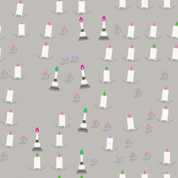 Seamless pattern of candles with flames