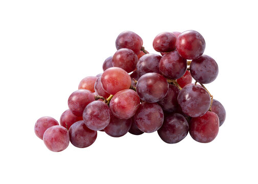Fresh red globe grapes bunch isolated on transparent background