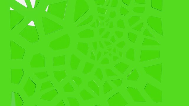 Glass shattering into flying shards on green screen chroma key, VFX seamless loop