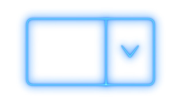 Glowing neon dropdown button icon isolated on transparent background. Web navigation interface. Digital select box. Option menu bar. Graphic element