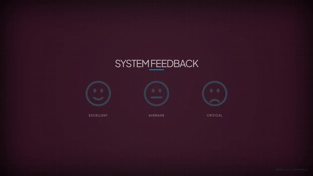 System feedback interface shows three smiley face icons representing user satisfaction levels clearly.