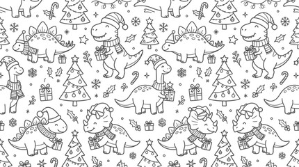 Cute Dinosaur Christmas Pattern © bejo