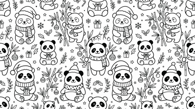 Cute Panda Christmas Pattern