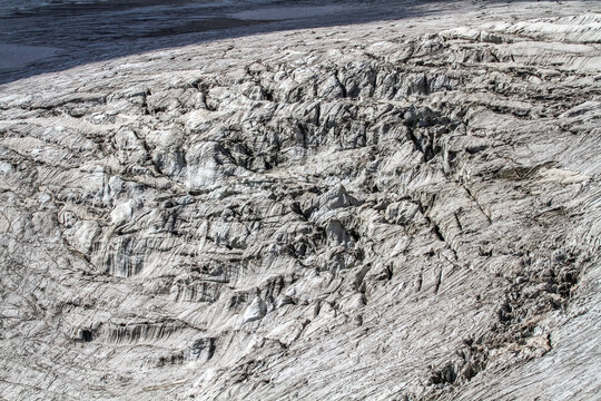 Detailed textured surface of a large glacier
