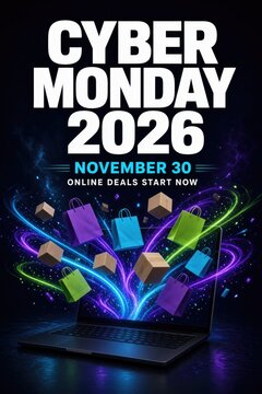 Vibrant digital artwork showcasing laptop, colorful graphics, and festive energy.
