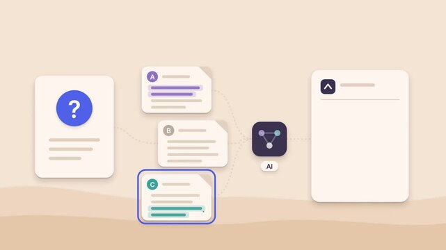 Slow 4K UHD animated AI knowledge linking to sourced documents