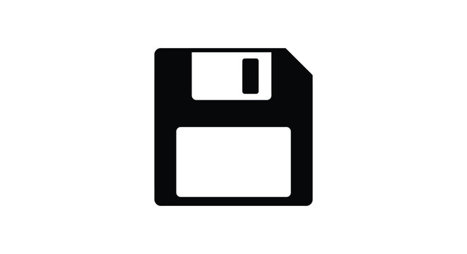 Floppy disk icon a black silhouette on a white background