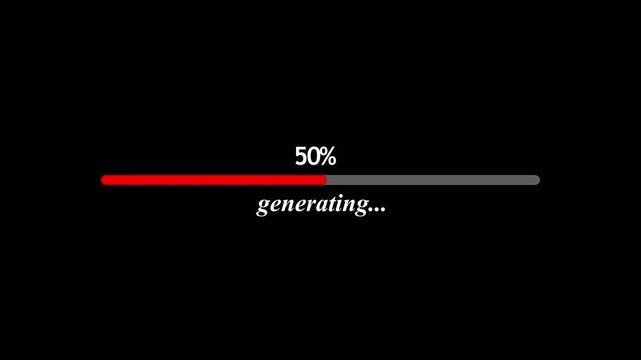 Animated Ai generating loading progress bar animation in 4K animation transparent background alpha channel concept of generator image or video progress bar animated with alpha channel