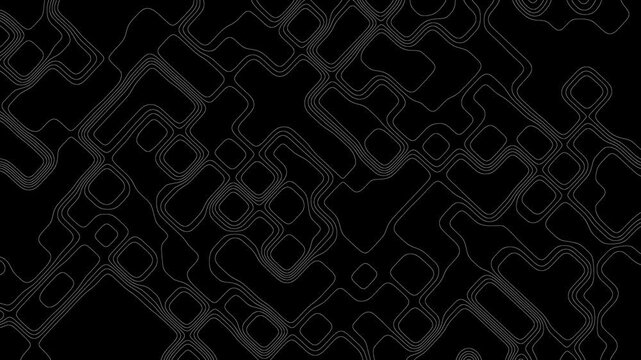 Abstract topographic contour line map loop background, minimal black and white
