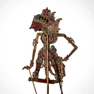 Traditional Javanese Wayang Kulit Shadow Puppet Character Baladewa Isolated on White Transparent Background