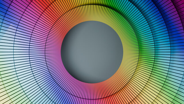Concentric circles with vibrant color spectrum radial design