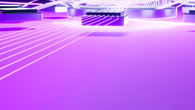 Close-up illustration of guitar bridge and strings on purple surface