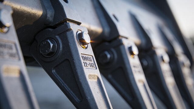 Showing cast bracket catching sun at machinery rack, featuring hex bolt, oil droplet, YODAI 22-582