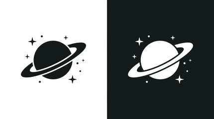 Saturn planet with rings icon for astronomy and space © Mst Runa