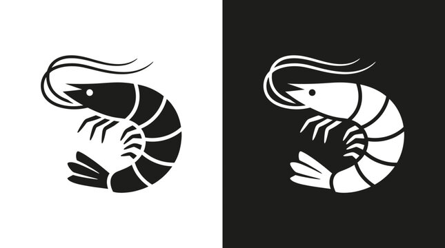 Shrimp prawn icon for seafood restaurant menu