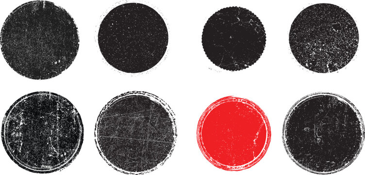 Grunge post Stamps Collection, Circles. Banners, Insignias , Logos, Icons, Labels and Badges Set . vector distress textures.blank shapes.
