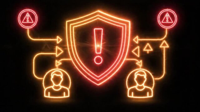 Neon warning shield protects a coiled spring illustrating safety protocols spring coil protection security glow alert caution hazard danger protocol