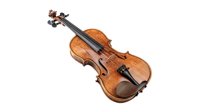Classic wooden acoustic violin string musical instrument orchestra performance classical, isolated on transparent background.