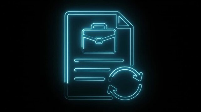 Document with pencil and recycle arrows glows on a dark screen paper sheet writing drawing circular reuse sustainability eco environment