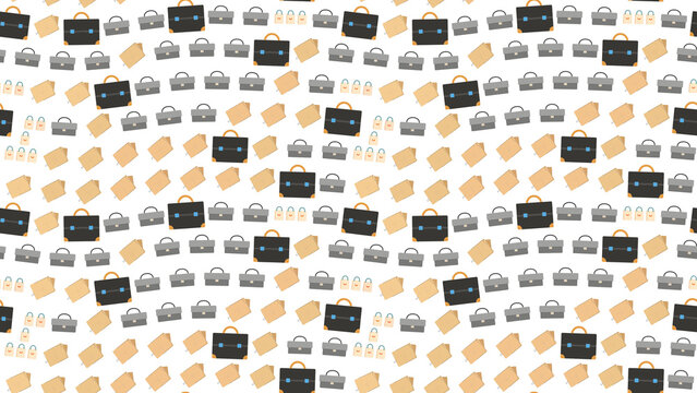 Seamless pattern of briefcases, envelopes, and padlocks