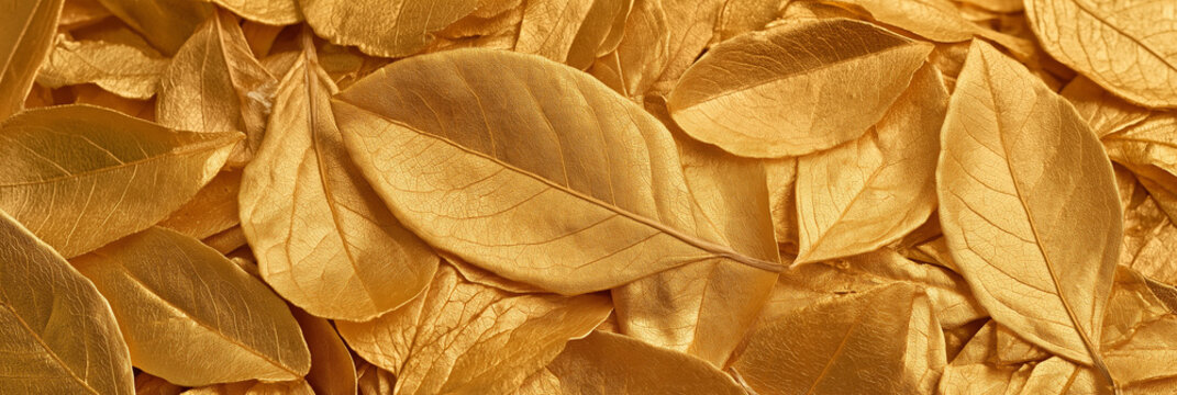scattered pile of gold leaves background