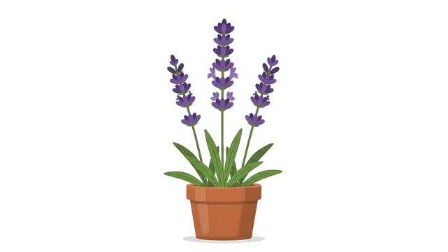 Flat Animation Lavender Plant Growth