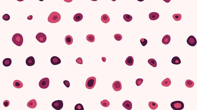 Pink and plum layered blob dots pulsing in a breathing rhythm on a soft blush background in a seamless loop