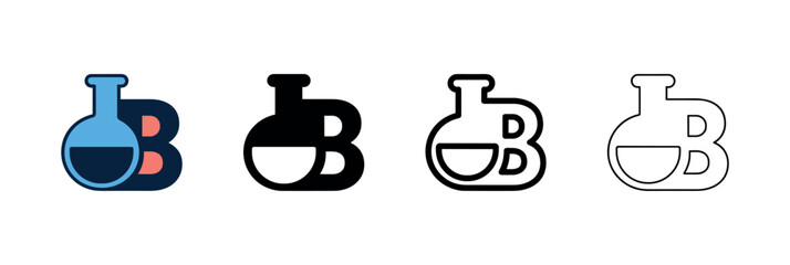 Science Lab Flask with Letter B Brand Logo Icon Set © liubomir118809