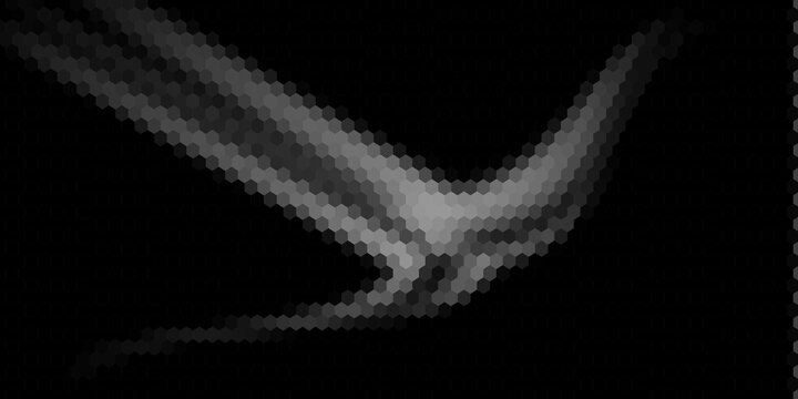 Abstract Hexagon Mosaic Wave In Motion With Grayscale Geometric Pattern And Dynamic Flow