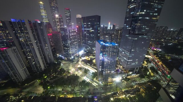 guangzhou skyline timelpase at night