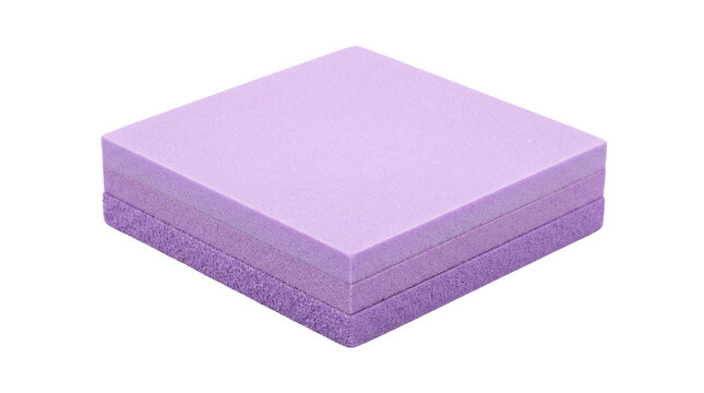 Purple foam soundproofing block, acoustic absorption sponge pad, sound dampening material for recording studio isolated PNG with Transparent Background