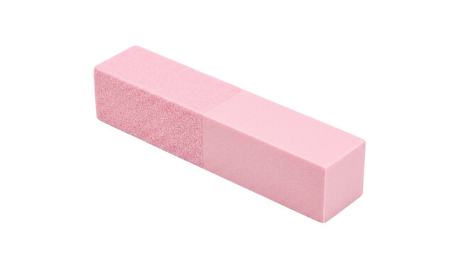 Pink nail buffer block for manicure, professional foam nail file block for nail care treatments isolated PNG with Transparent Background
