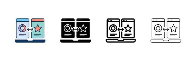 A/B Testing and Website Data Optimization Icon Set on Laptop © liubomir118809