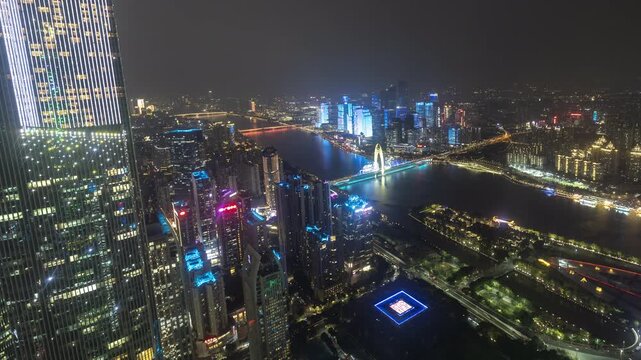 guangzhou skyline timelpase at night