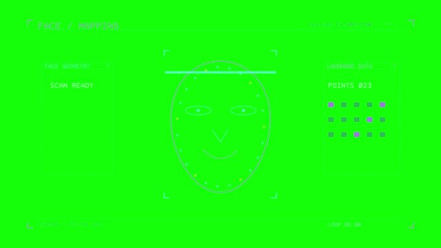 Face Mapping Interface with Geometric Facial Tracking Display on Green Screen